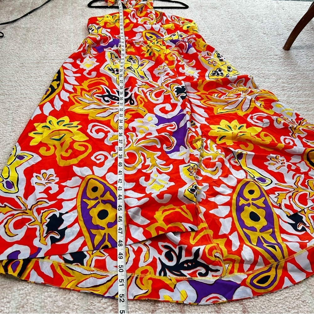 NWT J Crew Silk Midi Sarong Dress in Painted Paisley Orange SZ 10 Cocktail Dress - Picture 10 of 14